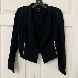White House Black Market Black Blazer Jacket with Gold Accents